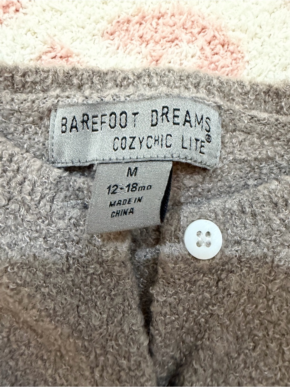 Barefoot Dreams Kids Sweatpants in Taupe with White Button Detail
